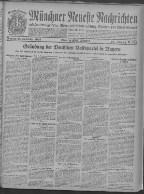 Münchner neueste Nachrichten Montag 18. November 1918