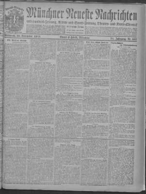 Münchner neueste Nachrichten Mittwoch 20. November 1918