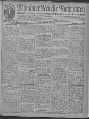 Münchner neueste Nachrichten Donnerstag 21. November 1918