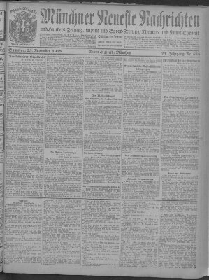 Münchner neueste Nachrichten Samstag 23. November 1918