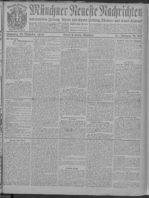 Münchner neueste Nachrichten Dienstag 26. November 1918