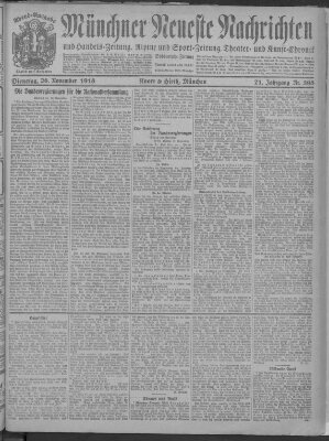 Münchner neueste Nachrichten Dienstag 26. November 1918