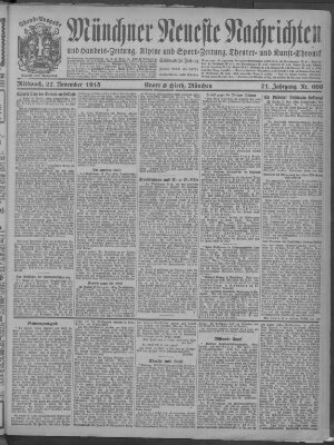 Münchner neueste Nachrichten Mittwoch 27. November 1918