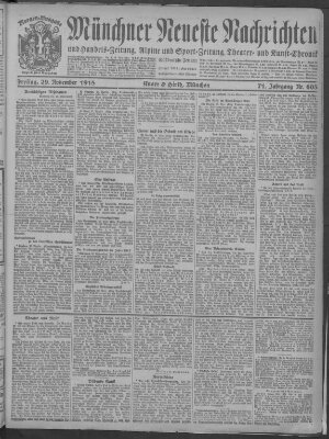 Münchner neueste Nachrichten Freitag 29. November 1918