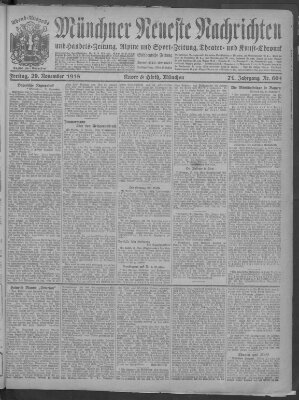 Münchner neueste Nachrichten Freitag 29. November 1918