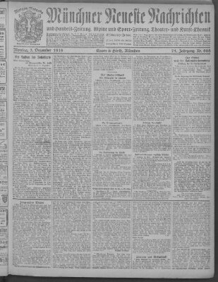 Münchner neueste Nachrichten Montag 2. Dezember 1918