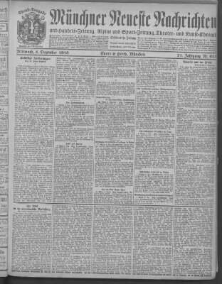 Münchner neueste Nachrichten Mittwoch 4. Dezember 1918