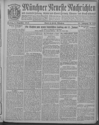 Münchner neueste Nachrichten Freitag 6. Dezember 1918