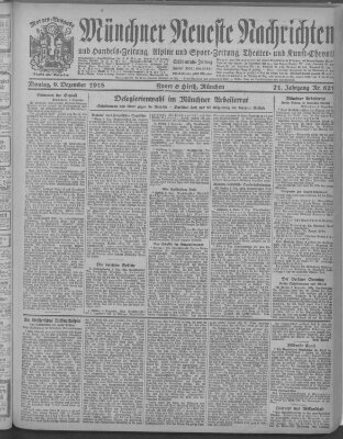 Münchner neueste Nachrichten Montag 9. Dezember 1918