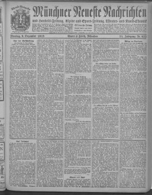 Münchner neueste Nachrichten Montag 9. Dezember 1918