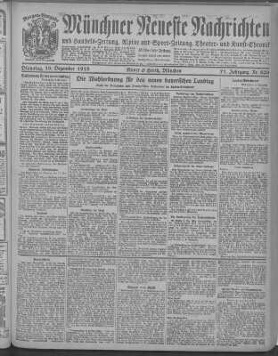 Münchner neueste Nachrichten Dienstag 10. Dezember 1918