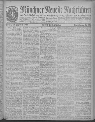 Münchner neueste Nachrichten Freitag 13. Dezember 1918