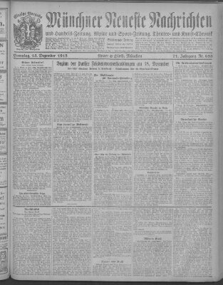 Münchner neueste Nachrichten Sonntag 15. Dezember 1918