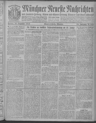 Münchner neueste Nachrichten Freitag 20. Dezember 1918