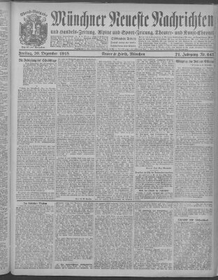 Münchner neueste Nachrichten Freitag 20. Dezember 1918