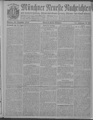 Münchner neueste Nachrichten Montag 30. Dezember 1918