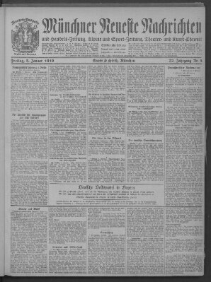 Münchner neueste Nachrichten Freitag 3. Januar 1919