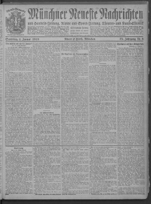 Münchner neueste Nachrichten Samstag 4. Januar 1919