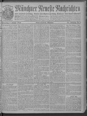 Münchner neueste Nachrichten Dienstag 7. Januar 1919