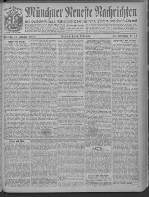 Münchner neueste Nachrichten Freitag 10. Januar 1919