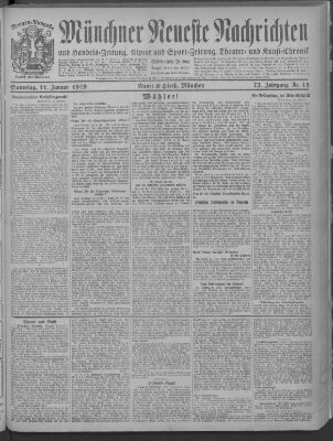 Münchner neueste Nachrichten Samstag 11. Januar 1919