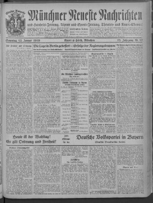 Münchner neueste Nachrichten Sonntag 12. Januar 1919