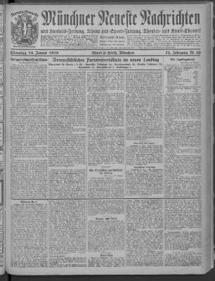 Münchner neueste Nachrichten Dienstag 14. Januar 1919