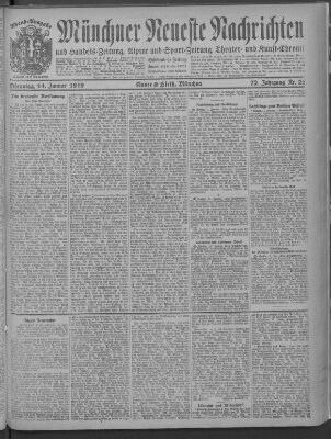 Münchner neueste Nachrichten Dienstag 14. Januar 1919