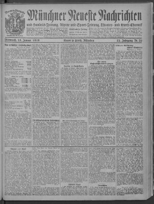 Münchner neueste Nachrichten Mittwoch 15. Januar 1919