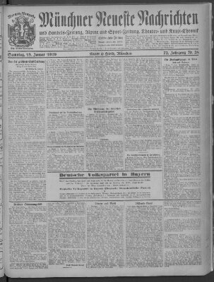 Münchner neueste Nachrichten Samstag 18. Januar 1919