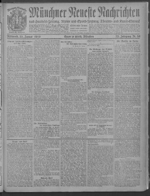 Münchner neueste Nachrichten Mittwoch 22. Januar 1919