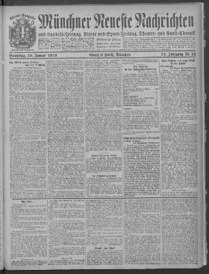 Münchner neueste Nachrichten Samstag 25. Januar 1919