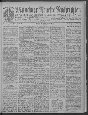 Münchner neueste Nachrichten Sonntag 26. Januar 1919