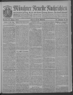 Münchner neueste Nachrichten Montag 27. Januar 1919