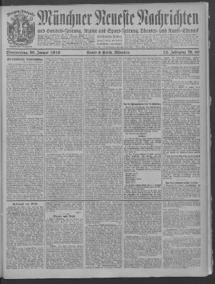 Münchner neueste Nachrichten Donnerstag 30. Januar 1919