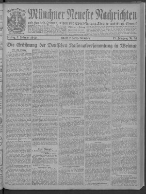 Münchner neueste Nachrichten Freitag 7. Februar 1919