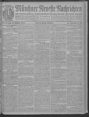 Münchner neueste Nachrichten Donnerstag 13. Februar 1919