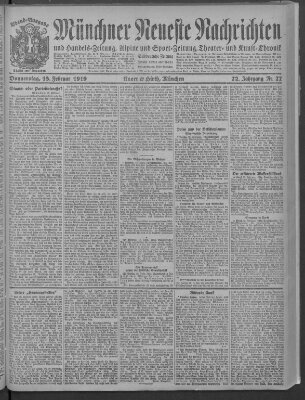 Münchner neueste Nachrichten Donnerstag 13. Februar 1919