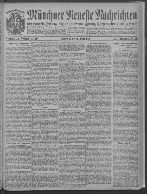 Münchner neueste Nachrichten Freitag 14. Februar 1919