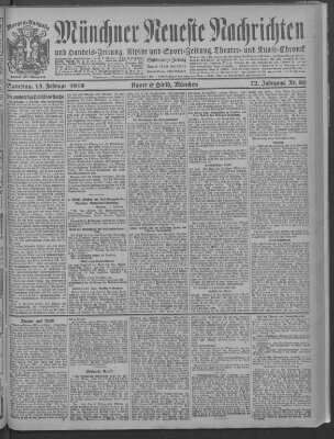 Münchner neueste Nachrichten Samstag 15. Februar 1919