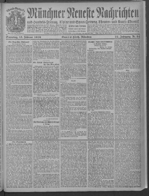 Münchner neueste Nachrichten Samstag 15. Februar 1919