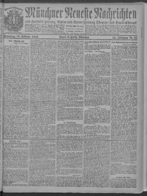 Münchner neueste Nachrichten Dienstag 18. Februar 1919