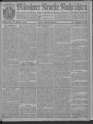 Münchner neueste Nachrichten Donnerstag 20. Februar 1919