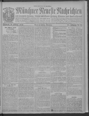 Münchner neueste Nachrichten Mittwoch 26. Februar 1919