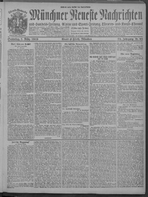 Münchner neueste Nachrichten Samstag 1. März 1919