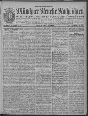 Münchner neueste Nachrichten Dienstag 4. März 1919