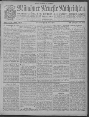 Münchner neueste Nachrichten Montag 10. März 1919