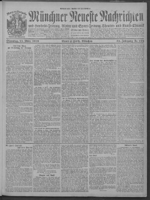 Münchner neueste Nachrichten Dienstag 11. März 1919