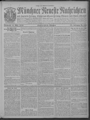 Münchner neueste Nachrichten Mittwoch 12. März 1919