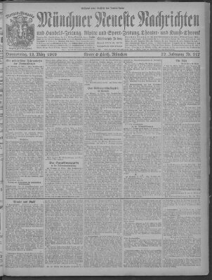 Münchner neueste Nachrichten Donnerstag 13. März 1919